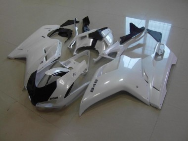 Carene Moto Ducati 848 1098 1198 2007-2014 - Bianco Perla Nero Banda